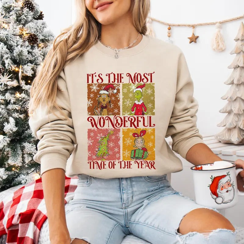 It's The Most Wonderful Time Of The Year Sweatshirt, Grinnch Christmas Shirt, Funny Christmas Shirt, Xmas Sweatshirt...