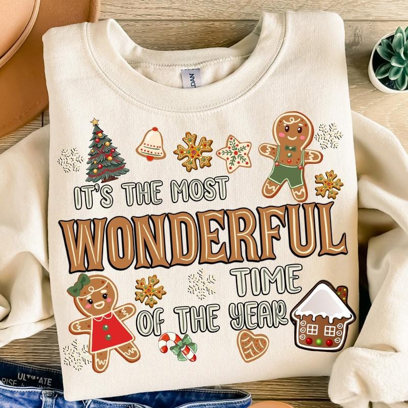 It's The Most Wonderful Time of the Year Shirt, Gingerbread Christmas Sweatshirt, Holiday Cookie T-Shirt, Christmas Tree...