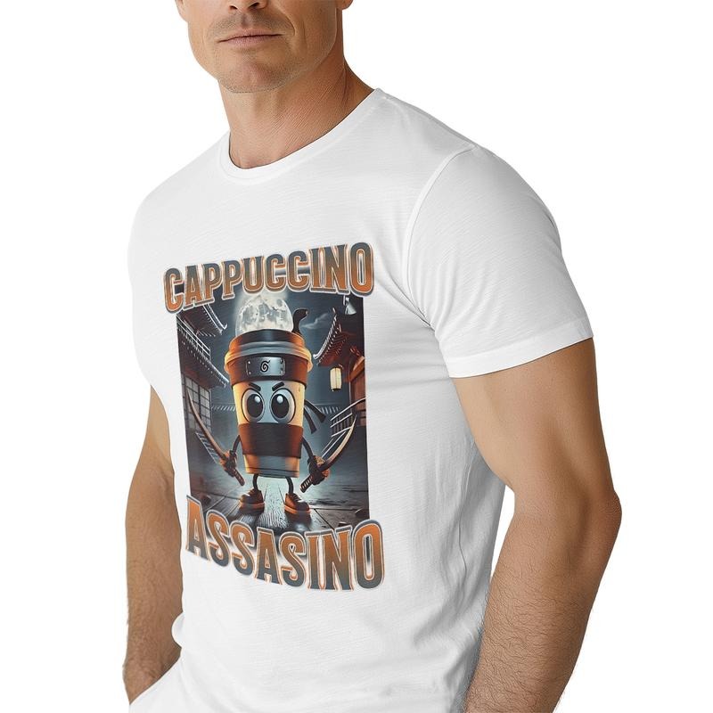 Italian Brainrot Funny Cappuccino Assasino Meme T Shirt Men Women Kawaii Short Sleeve T-shirt Summer O-Neck  Cotton 25522...