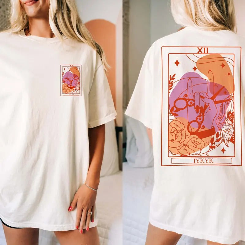 Iykyk Lesbian Sapphic Tarot Card Tshirt, Vintage Lesbian Tshirt, Cool Queer Shirt, March For The Movement, Viral Shirt,...