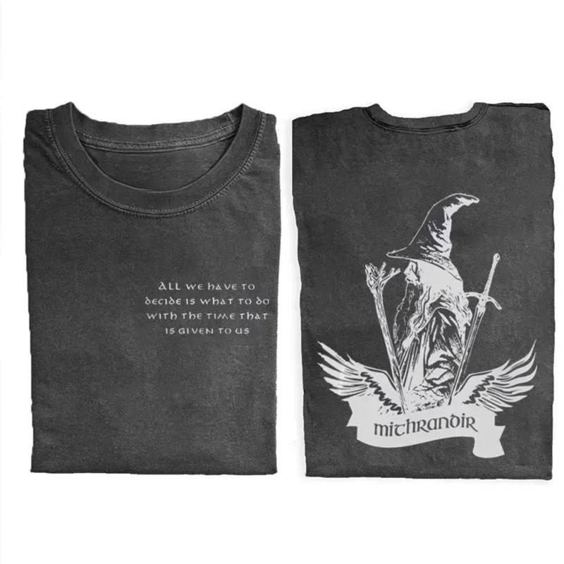 JRR Tolkien Vintage Gandalf the Grey Quotes Double Sided Graphic Tee - The Fellowship of The Ring - Middle Earth - Casual...
