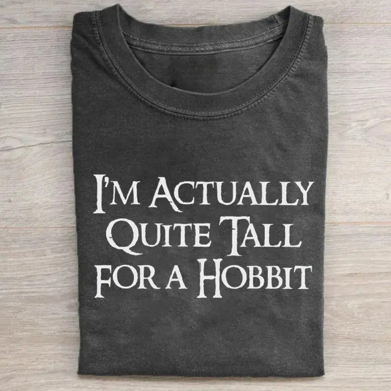 JRR Tolkien Vintage I'm Actually Quite Tall for a Hobbit Graphic Tee Ver 2 - The Lord of The Rings Movie Shirt