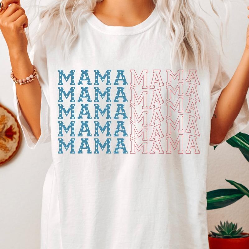 JULY 4TH SHIRT FOR MOMS, MAMA FLAG SHIRT, 4TH OF JULY MEN SHIRT, UNISEX COTTON SHIRT, OVERSIZED HOLIDAY SUMMER SHIRT...