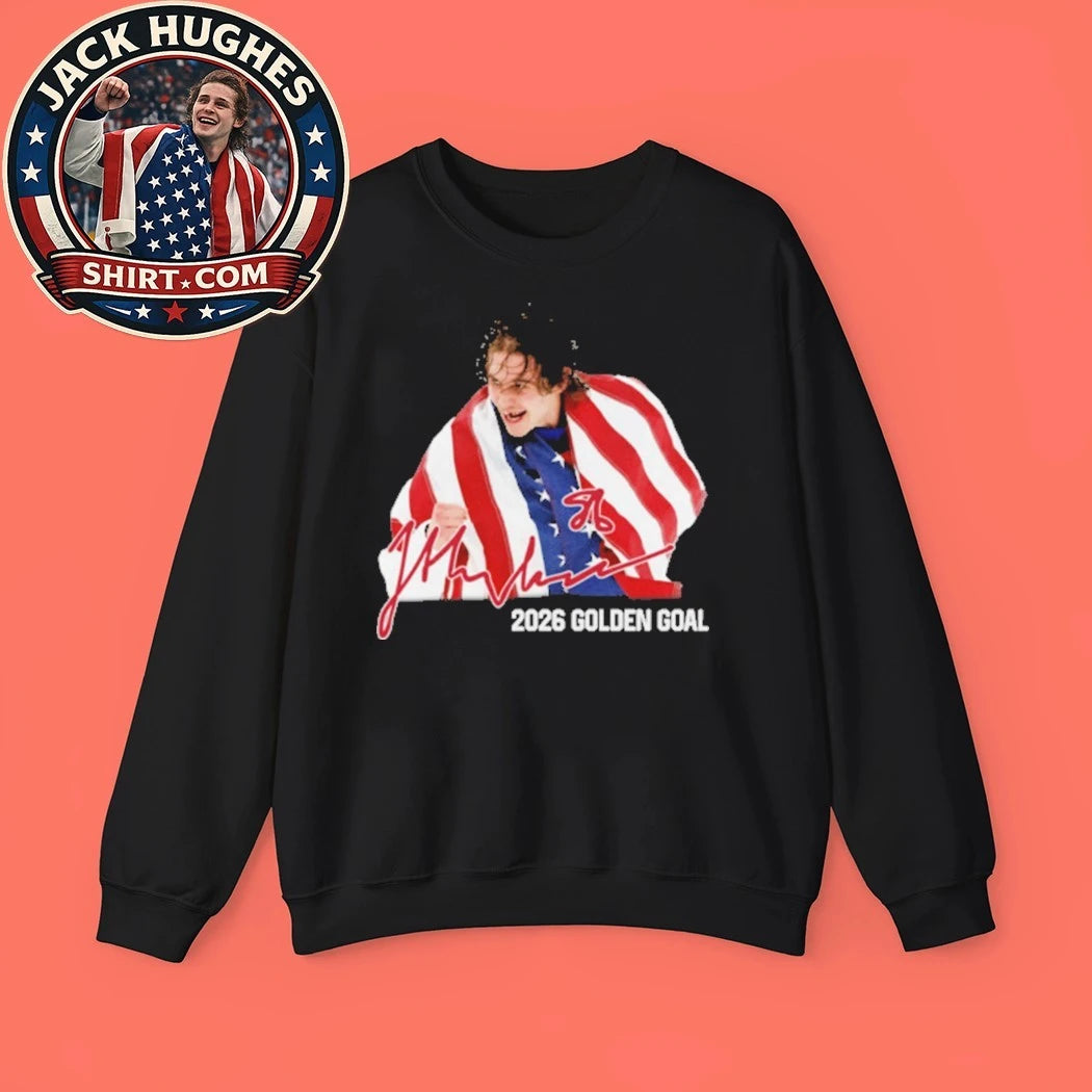 Jack Hughes 2026 USA Hockey Golden Goal Signature Tee Shirt