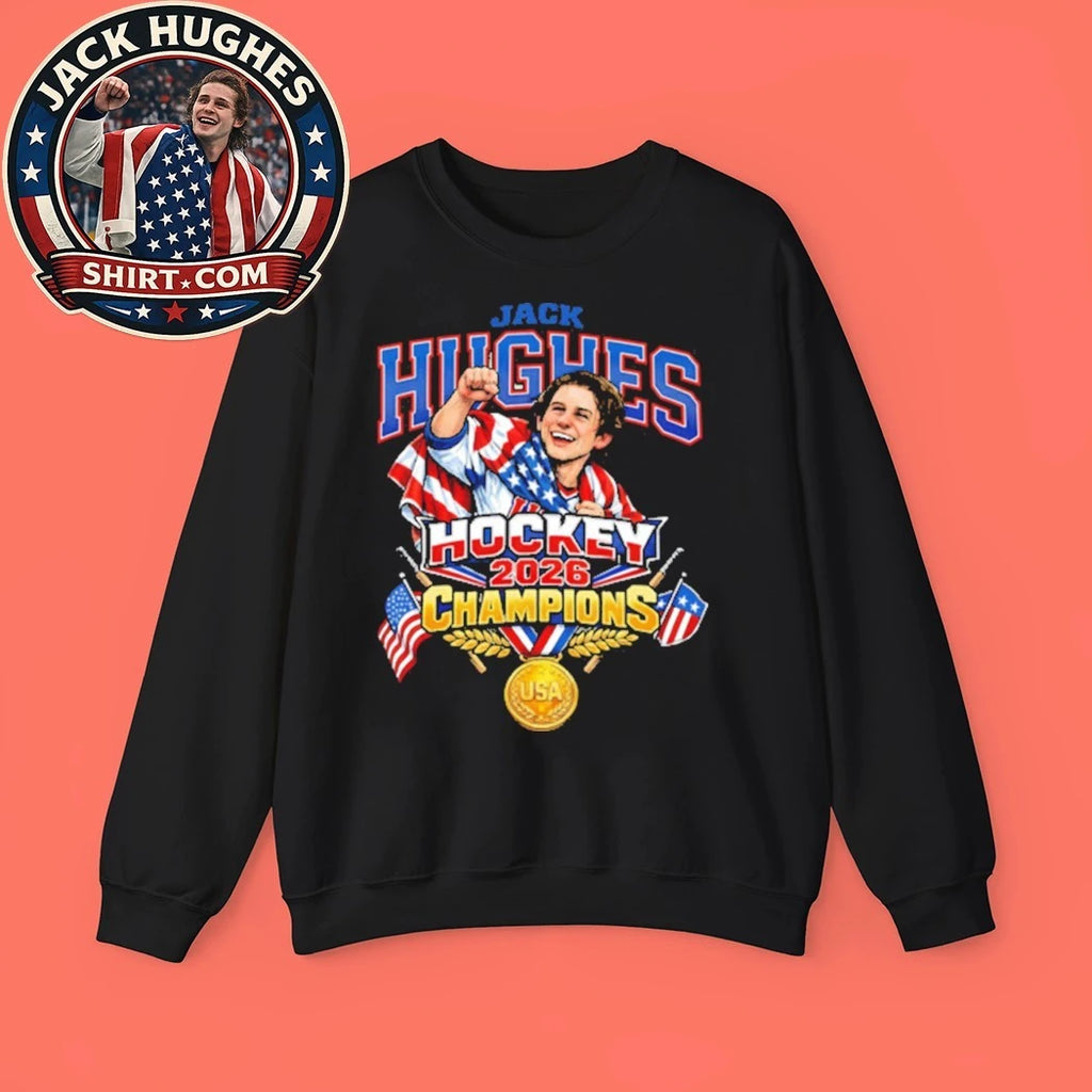 Jack Hughes Hockey 2026 Champions USA Shirt
