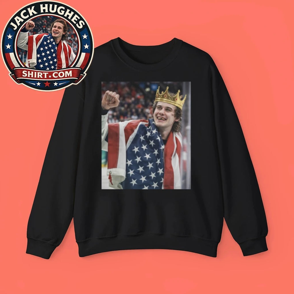 Jack Hughes Hockey USA Champ Vintage Crown New T-Shirt