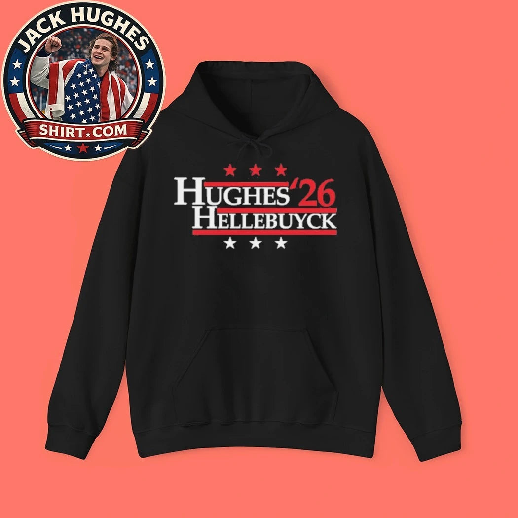 Jack Hughes – Hughes &amp; Hellebuyck ’26 – Team USA Retro Tee Shirt