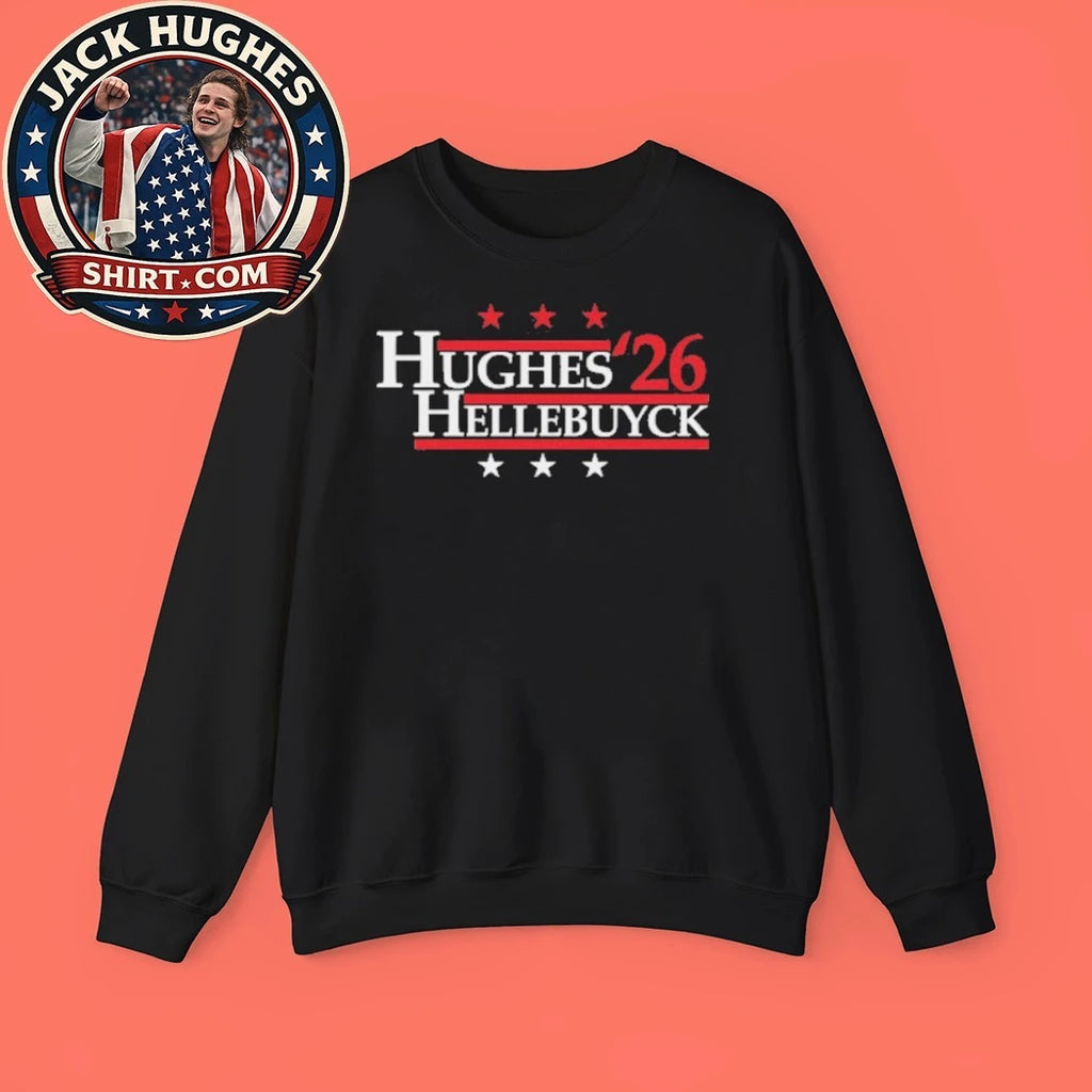 Jack Hughes – Hughes &amp; Hellebuyck ’26 – Team USA Retro Tee Shirt