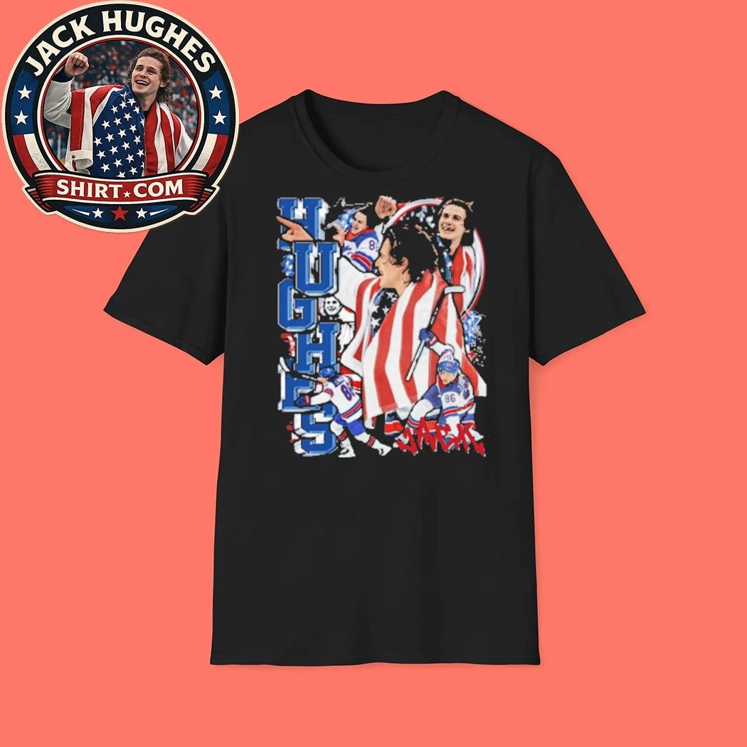Jack Hughes I Love My Country USA Flag New T-Shirt