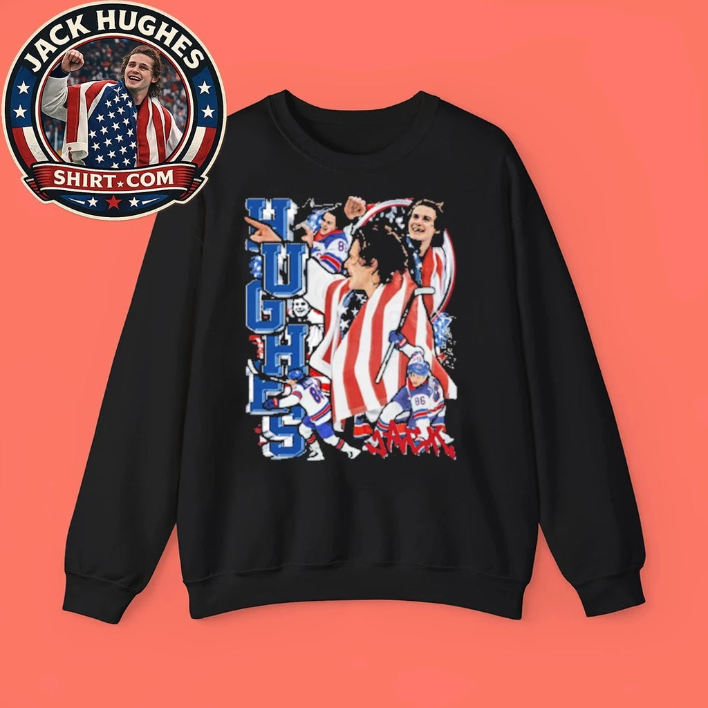 Jack Hughes I Love My Country USA Flag New T-Shirt