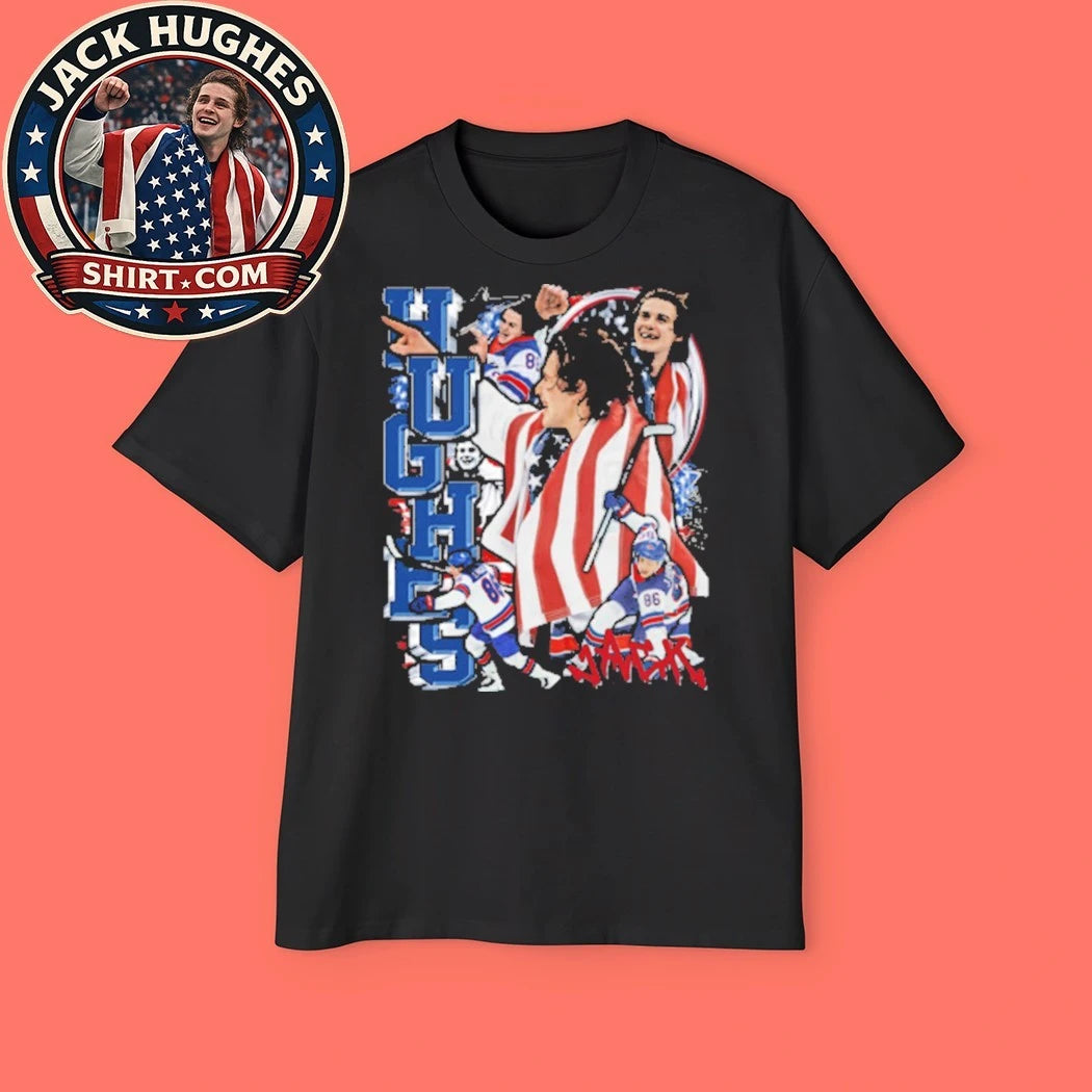 Jack Hughes I Love My Country USA Flag New T-Shirt