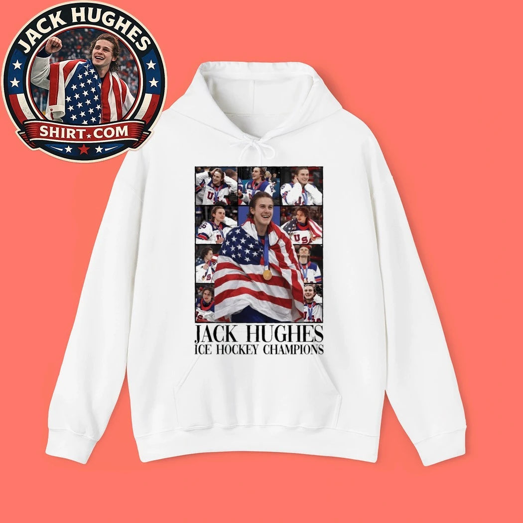 Jack Hughes ICE Hockey Champions USA Gold Medal 2026 Shirt