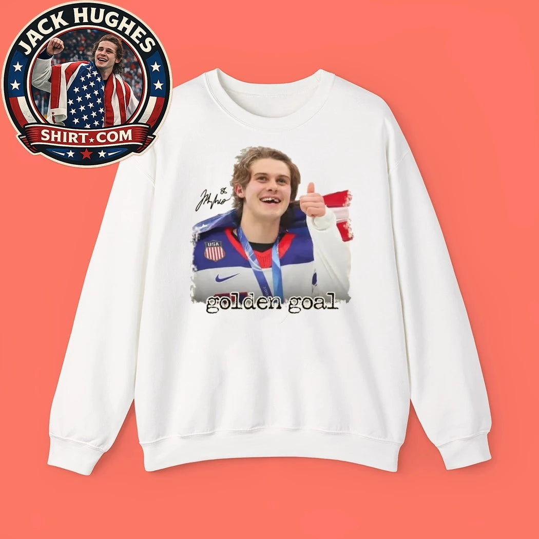 Jack Hughes Shirt USA Olympic Gold Medalist Hockey Graphic T-Shirt