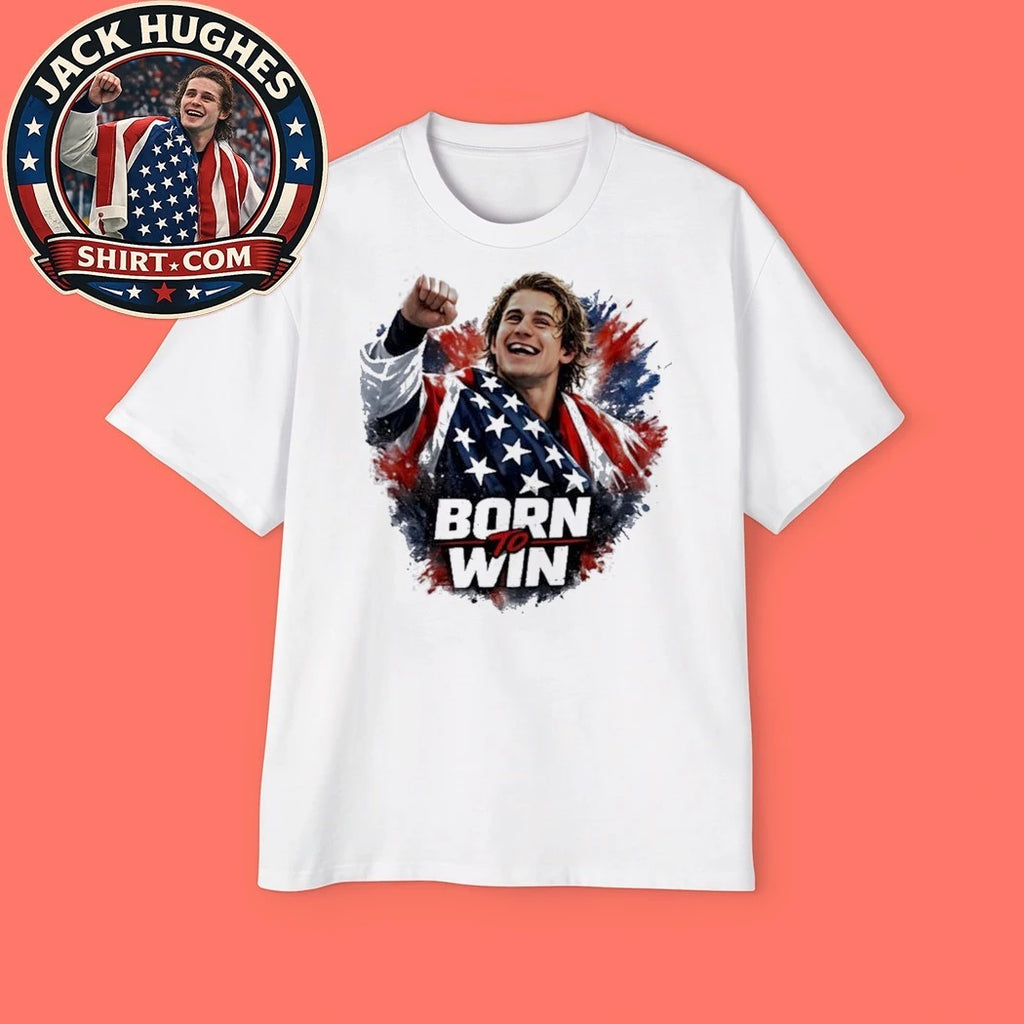 Jack Hughes Team USA Hockey born to win flag 2026 Shirt