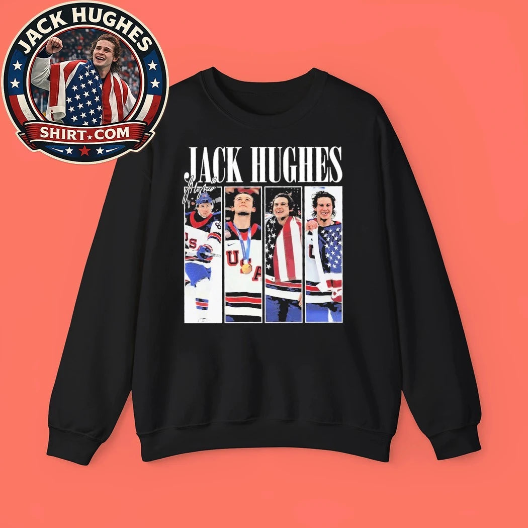 Jack Hughes Team USA Olympic 2026 Golden Goal Signature Hockey Fan Shirt