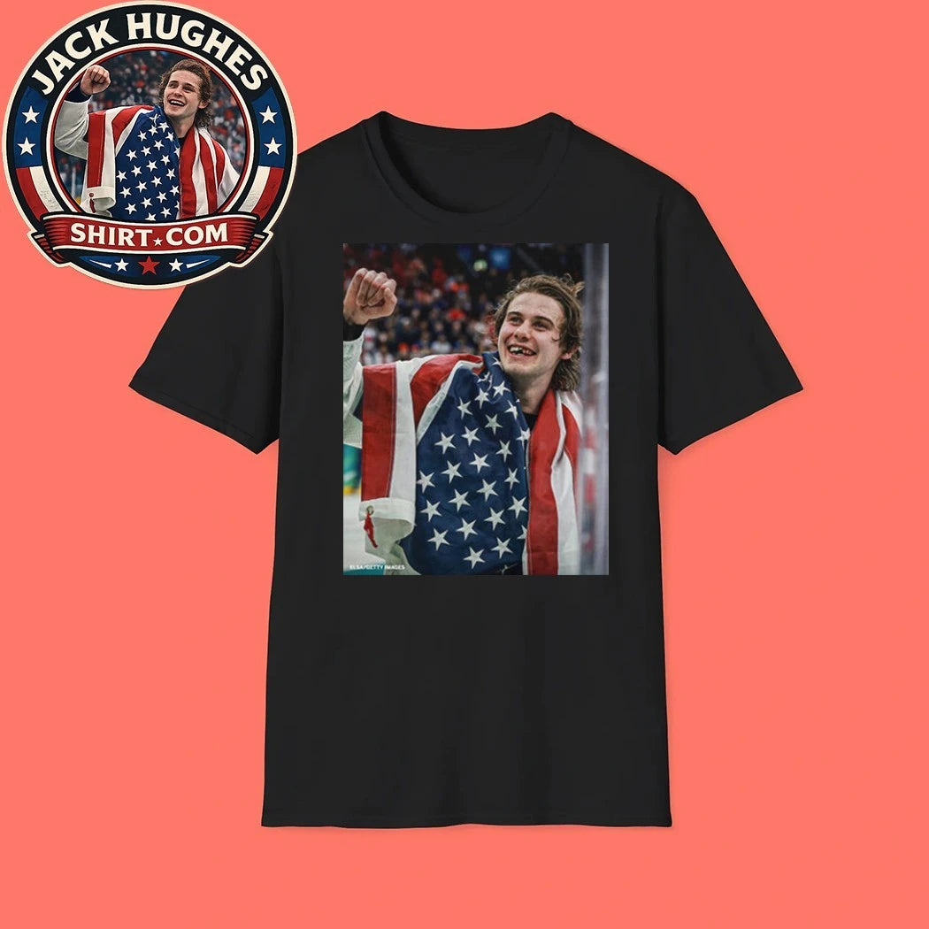 Jack Hughes Teeth Gold USA Hockey Team Olympics Winter 2026 Champion Shirt