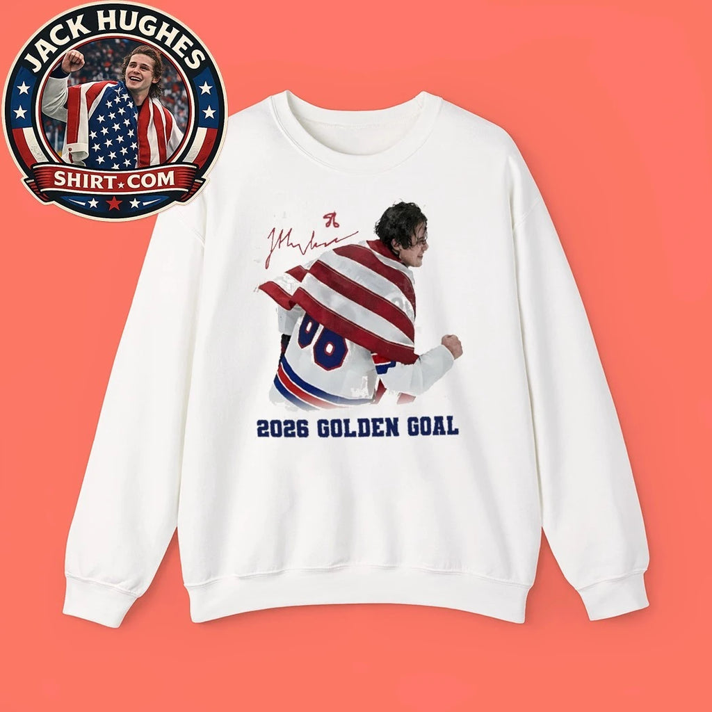 Jack Hughes USA Flag Champion 2026 Golden Goal Winner Winter Game America Ice Hockey Shirt
