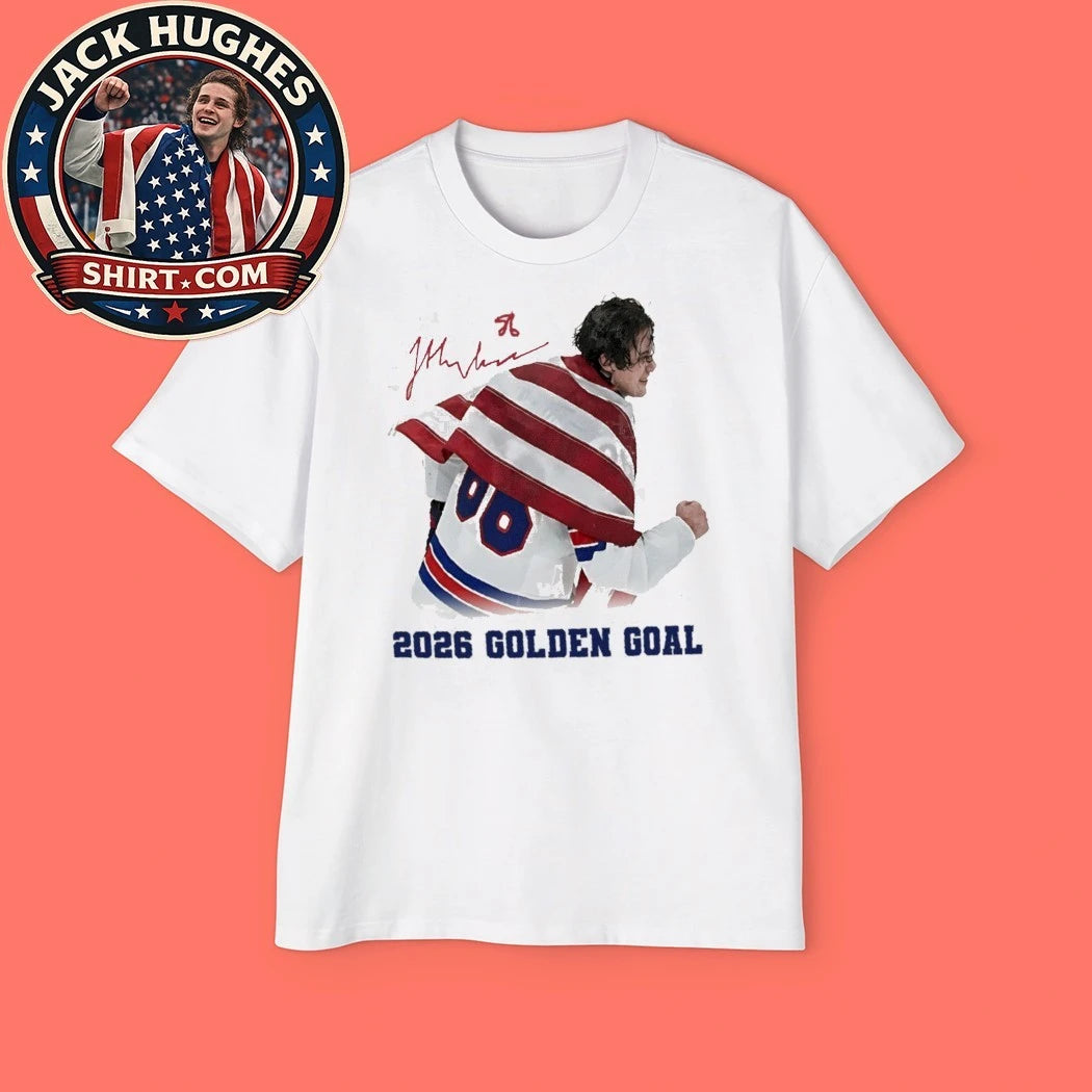 Jack Hughes USA Flag Champion 2026 Golden Goal Winner Winter Game America Ice Hockey Shirt