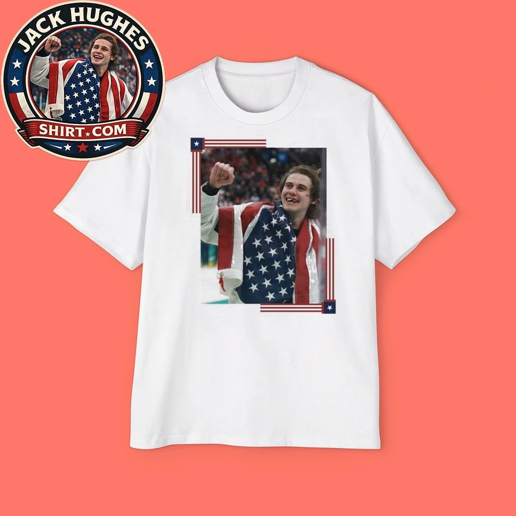 Jack Hughes USA Gold Hockey American Inspired Graphic T-Shirt