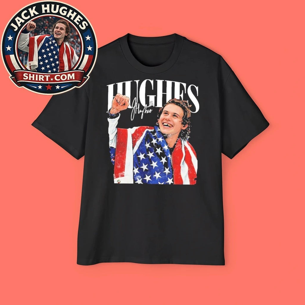 Jack Hughes USA Hockey And Signature Tee Shirt