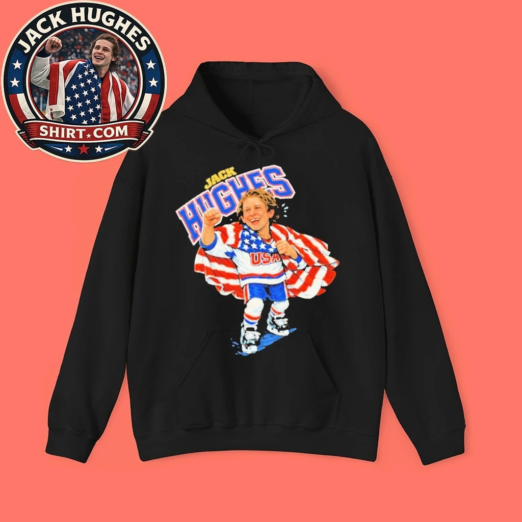 Jack Hughes USA Hockey Champions Flag America Graphic 2026 T-Shirt