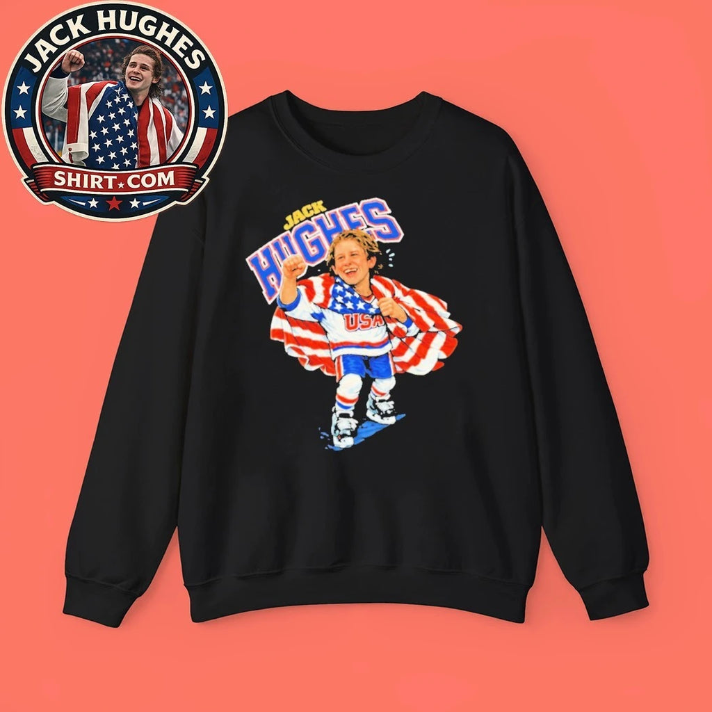 Jack Hughes USA Hockey Champions Flag America Graphic 2026 T-Shirt