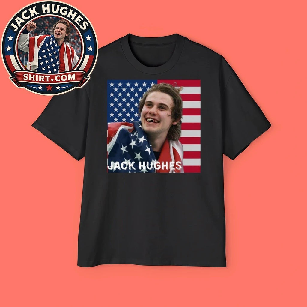 Jack Hughes USA Hockey Golden Goal 2026 Hockey Flag Trending T-Shirt