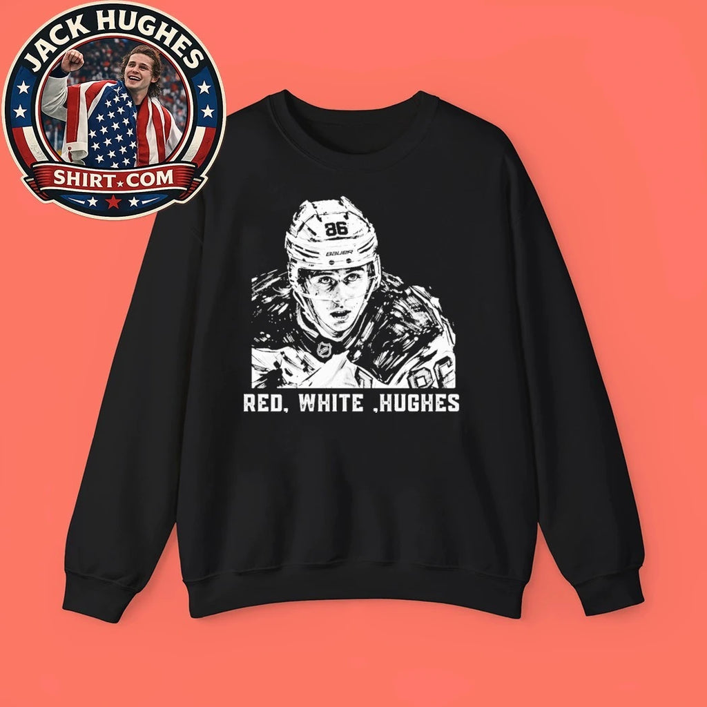 Jack Hughes USA Hockey Golden Goal 2026 Red, White &amp; Hughes Hockey Graphic T-Shirt