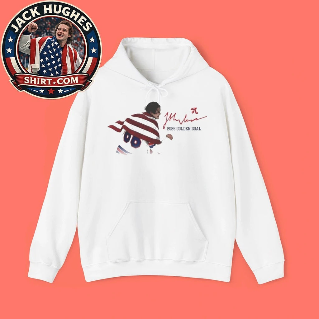 Jack Hughes USA Hockey Golden Goal 2026 Signature Tee Shirt