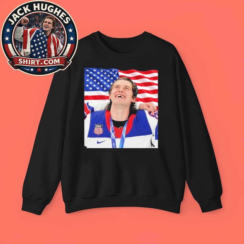 Jack Hughes USA Hockey Hockey American Flag Trending T-Shirt