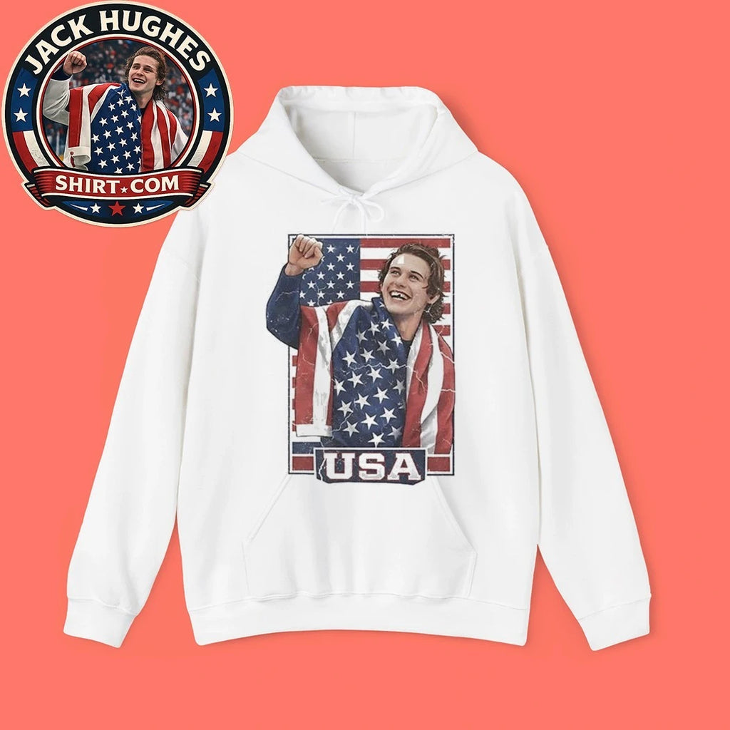 Jack Hughes USA Hockey Patriotic Hockey Fan Shirt