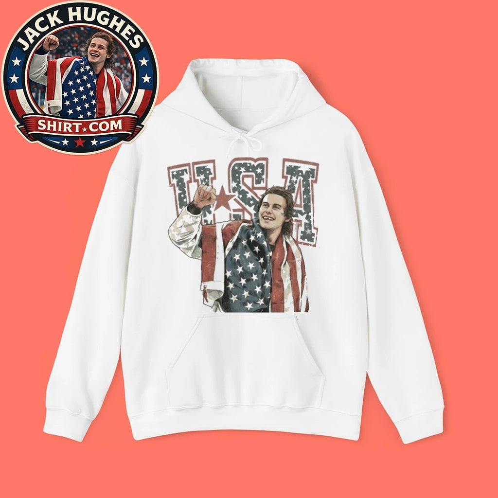 Jack Hughes Usa Gold Hockey 2026 Hoodie Shirt