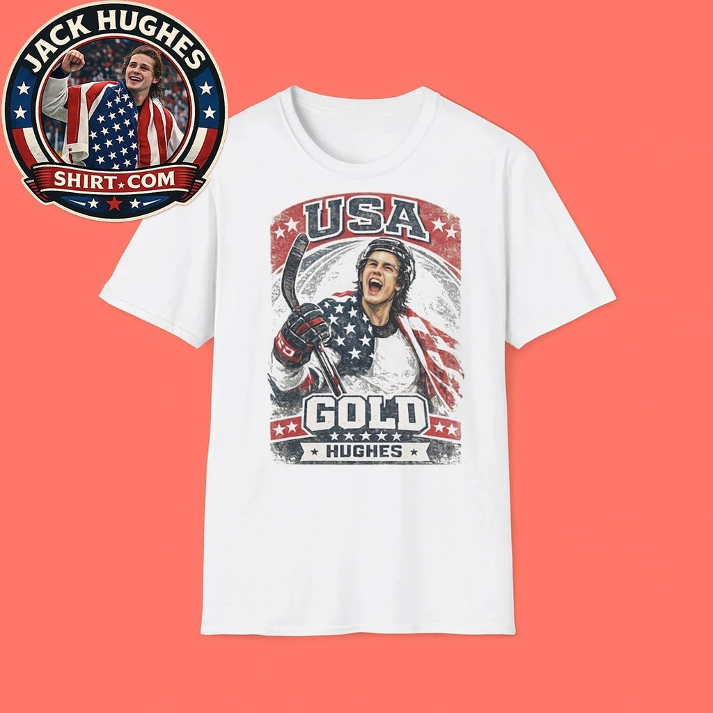 Jack Hughes Usa Gold Hockey Retro Trending Shirt
