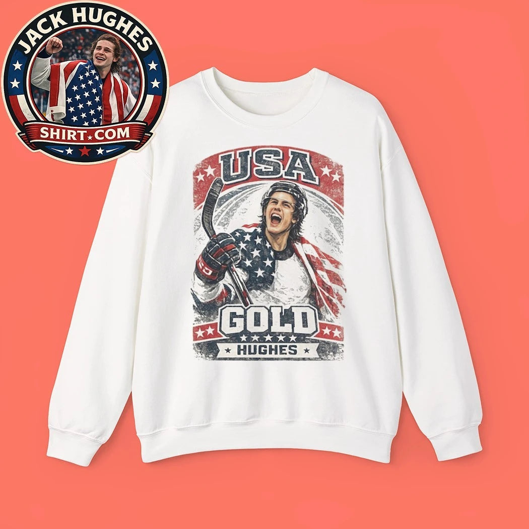 Jack Hughes Usa Gold Hockey Retro Trending Shirt