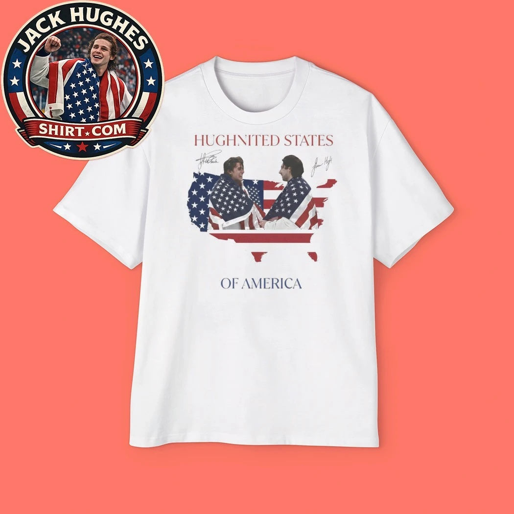 Jack Hughes Usa Gold Hockey United States of America Map T-Shirt