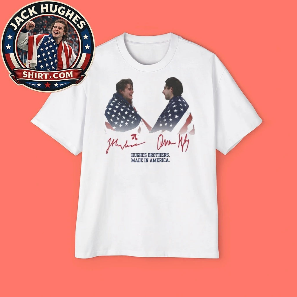 Jack Hughes and Quinn Hughes USA Hockey Goal 2026 Hockey Tee Shirt
