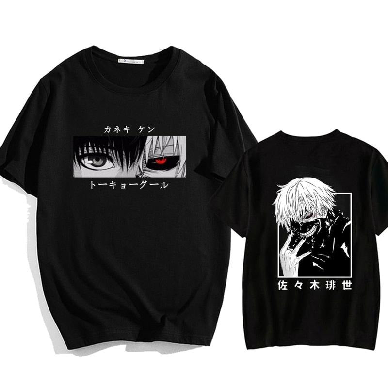 Japanese Anime Kaneki Ken Shirt T Ghoul T-shirt Men Kawaii Manga Graphic Tees Fashion T-shirts Cotton T-shirt Menswear...