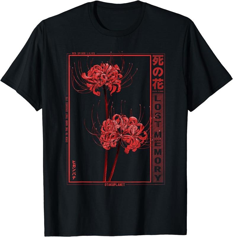 Japanese Spider Lily Soft Grunge Anime Aesthetic Flower T-Shirt | Unisex Cotton Tee Gift, Crewneck, Short Sleeve Hoodie,...
