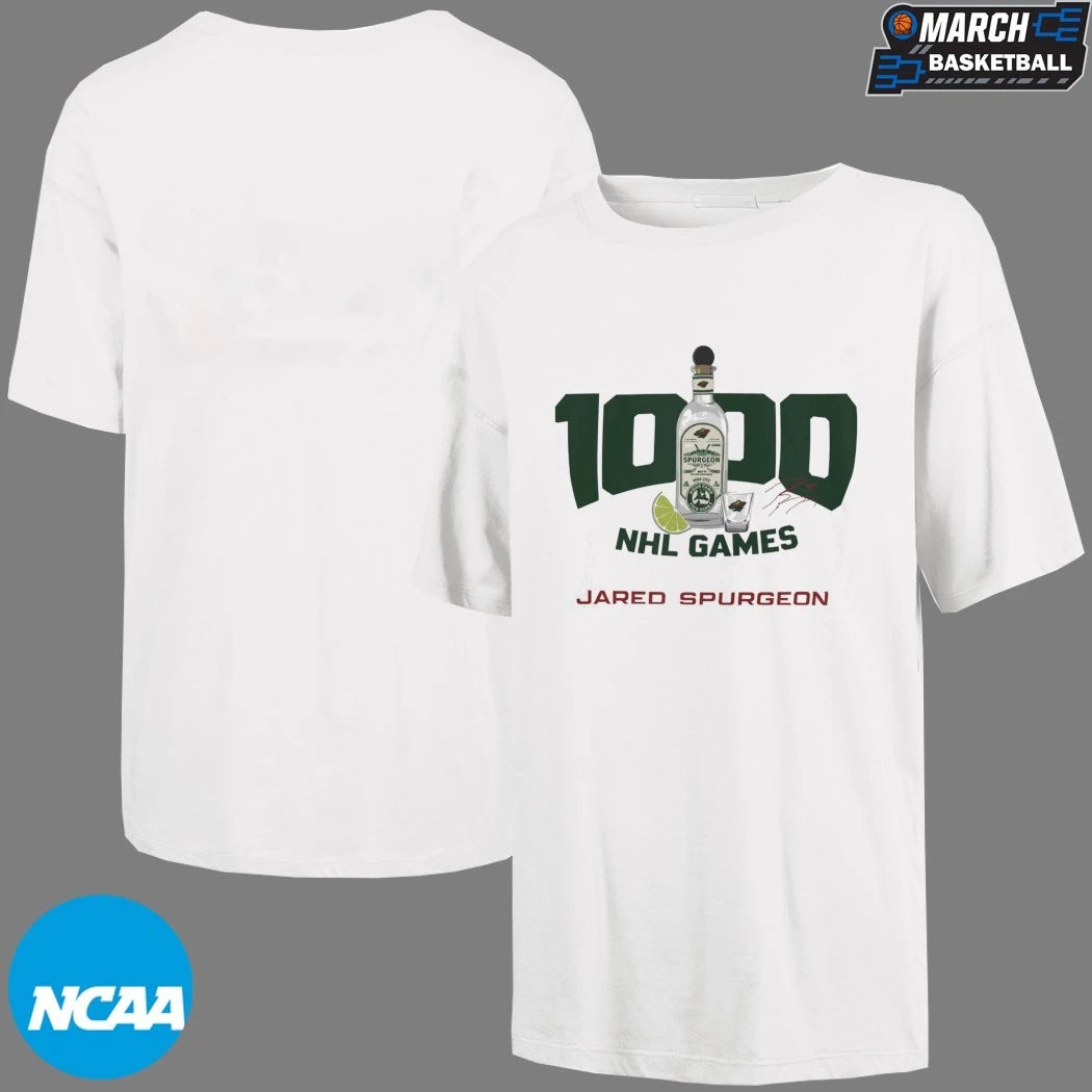 Jared Spurgeon 1000 NHL Games Minnesota Wild Signature T-shirts