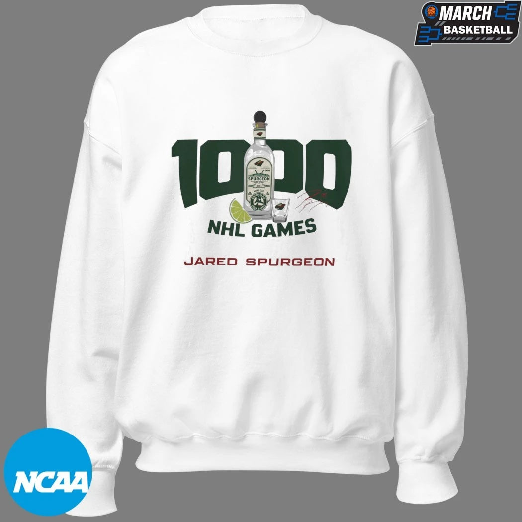 Jared Spurgeon 1000 NHL Games Minnesota Wild Signature T-shirts