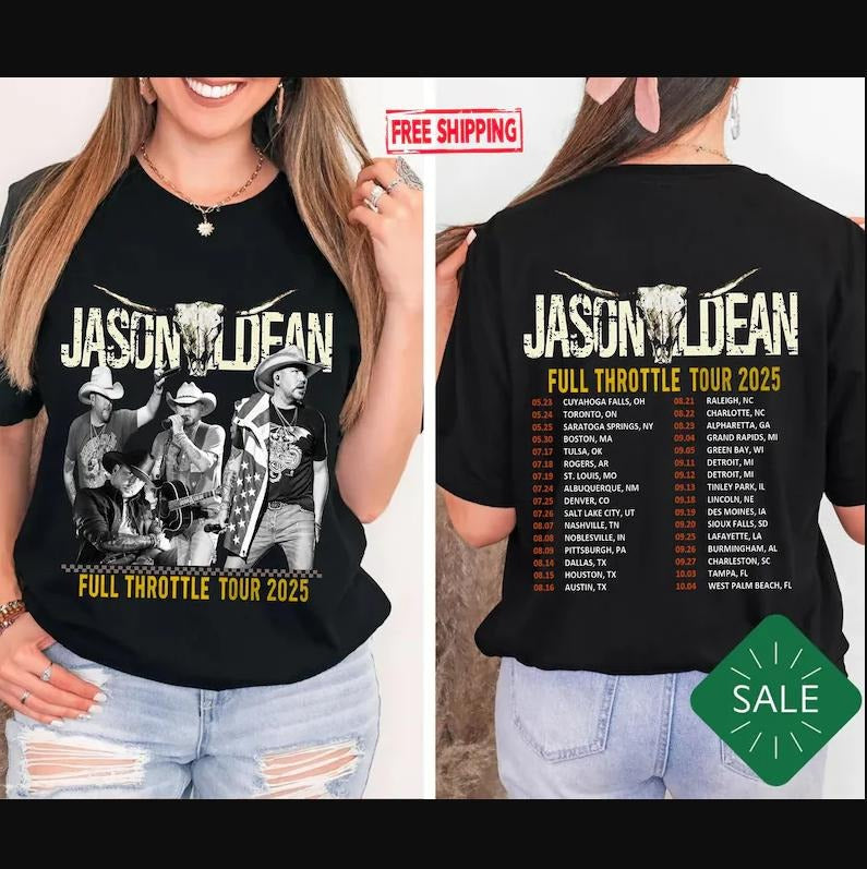 Jason Full Throttle 2025 Shirt, Country Music Concert Tee Fans Gift Country Music Shirt Hoodie, Sweatshirt | HypeCrazeTee.com