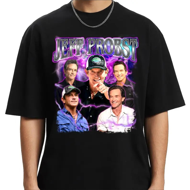 Jeff Probst Shirt Gift Vintage 90s Retro Bootleg T-shirt Homage Graphic Tee Sweatshirt Unisex Menswear Soft Cotton Top....