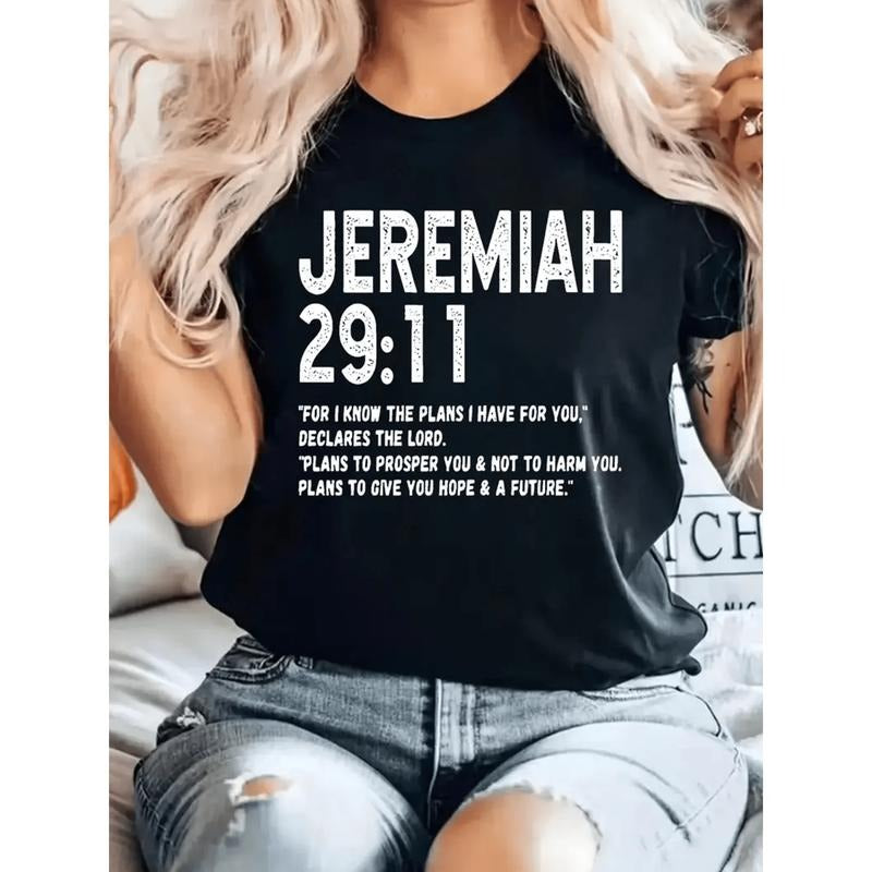 Jeremiah 29:11 Inspirational Quotes T-Shirt, Ladies Casual Round Neck Short Sleeve Top Hoodie, Sweatshirt | HypeCrazeTee.com