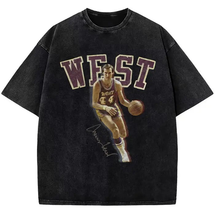 Jerry West Tribute T-Shirt The Logo Basketball Custom Fan Made Art Vintage Design Graphic Tee Hoodie, Sweatshirt
