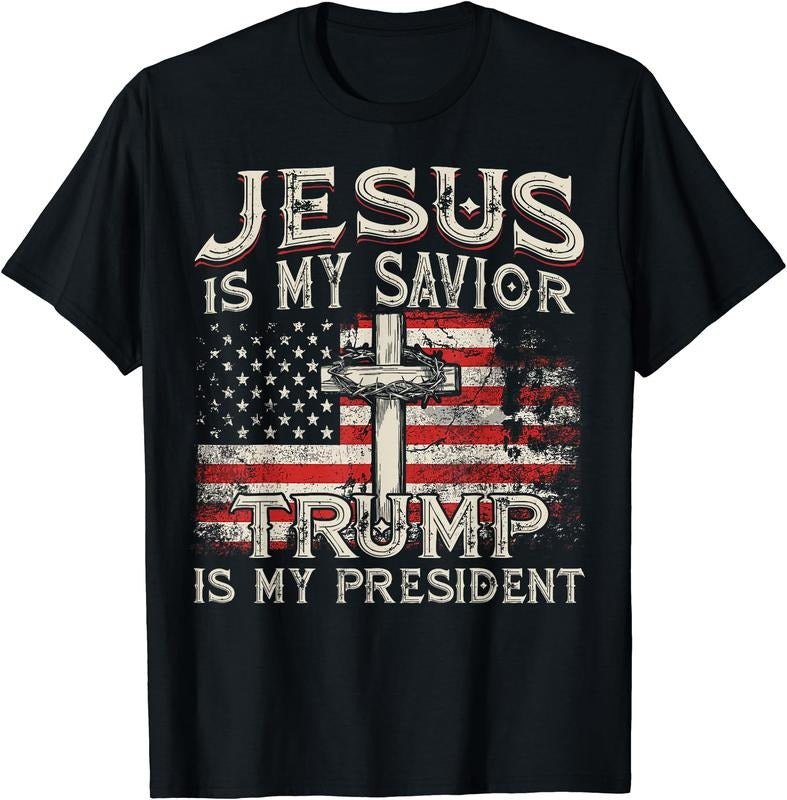 Jesus Is My Savior Trump Is My President American Flag T-Shirt Hoodie, Sweatshirt | HypeCrazeTee.com