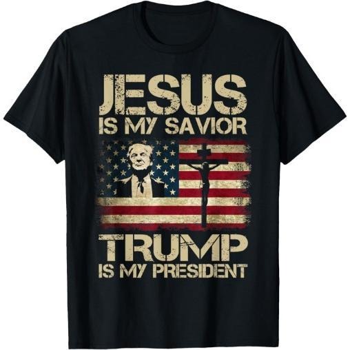 Jesus Is My Savior Trump Is My President Trump 2024 USA Flag T-Shirt Made in USA Hoodie, Sweatshirt | HypeCrazeTee.com