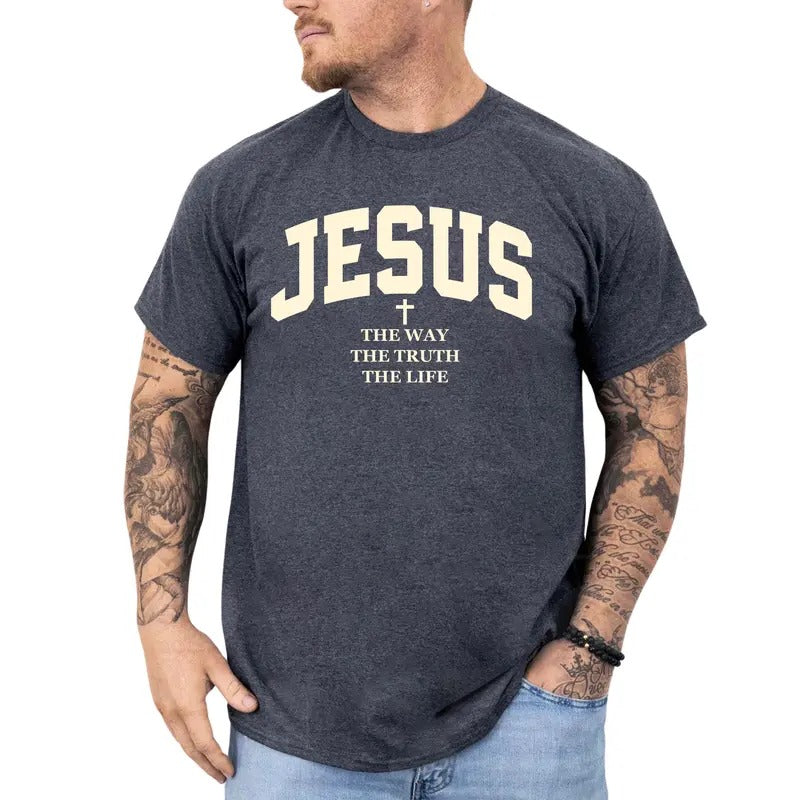 Jesus Lover Graphic Tee, The Way The Truth The Life T-shirt For Men, Faith Based Shirt, Bible Verse Men Tee, Gift For...
