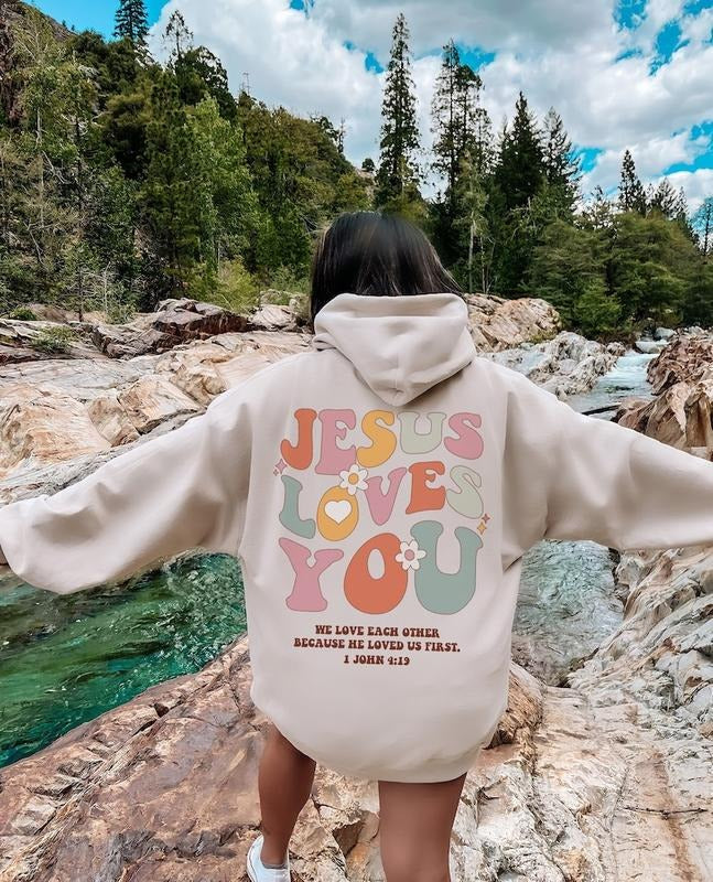 Jesus Loves You Hoodie, Retro Christian Hoodie, Christian Jesus Hoodie, Mental Health Hoodie, Christian Clothes Jesus...