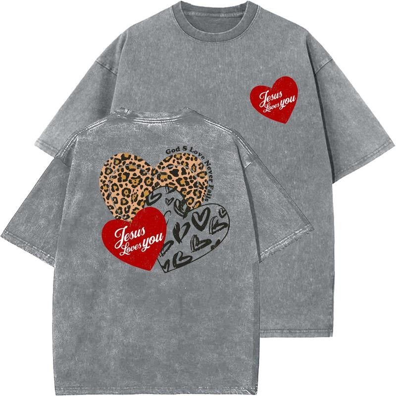 Jesus Loves You Unisex Washed T-Shirt, Christian t shirts, Vintage 90s Graphic Tee, Gift Top Womenswear...
