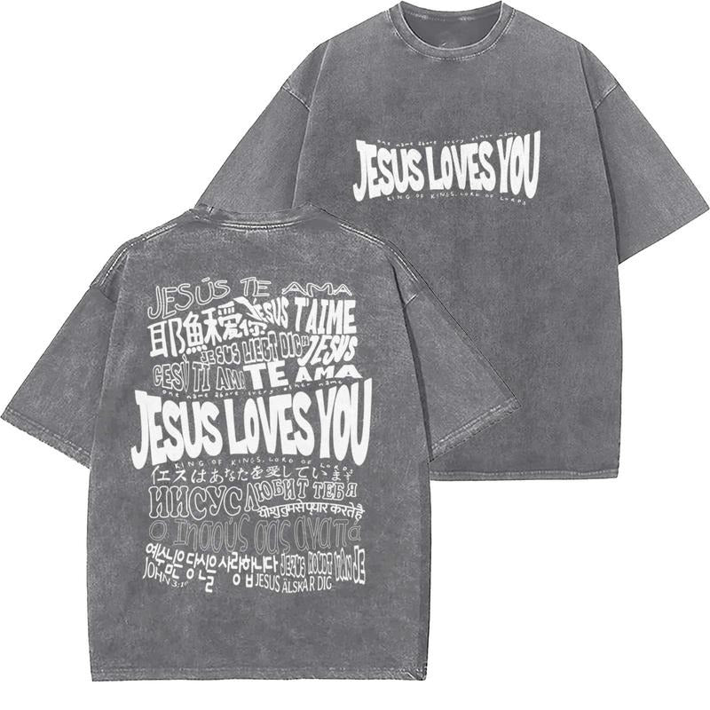 Jesus Loves You Washed Christian Vintage 90s Top Womenswear Cottonstyle{N002}5 T-Shirts, Hoodie, Sweatshirt